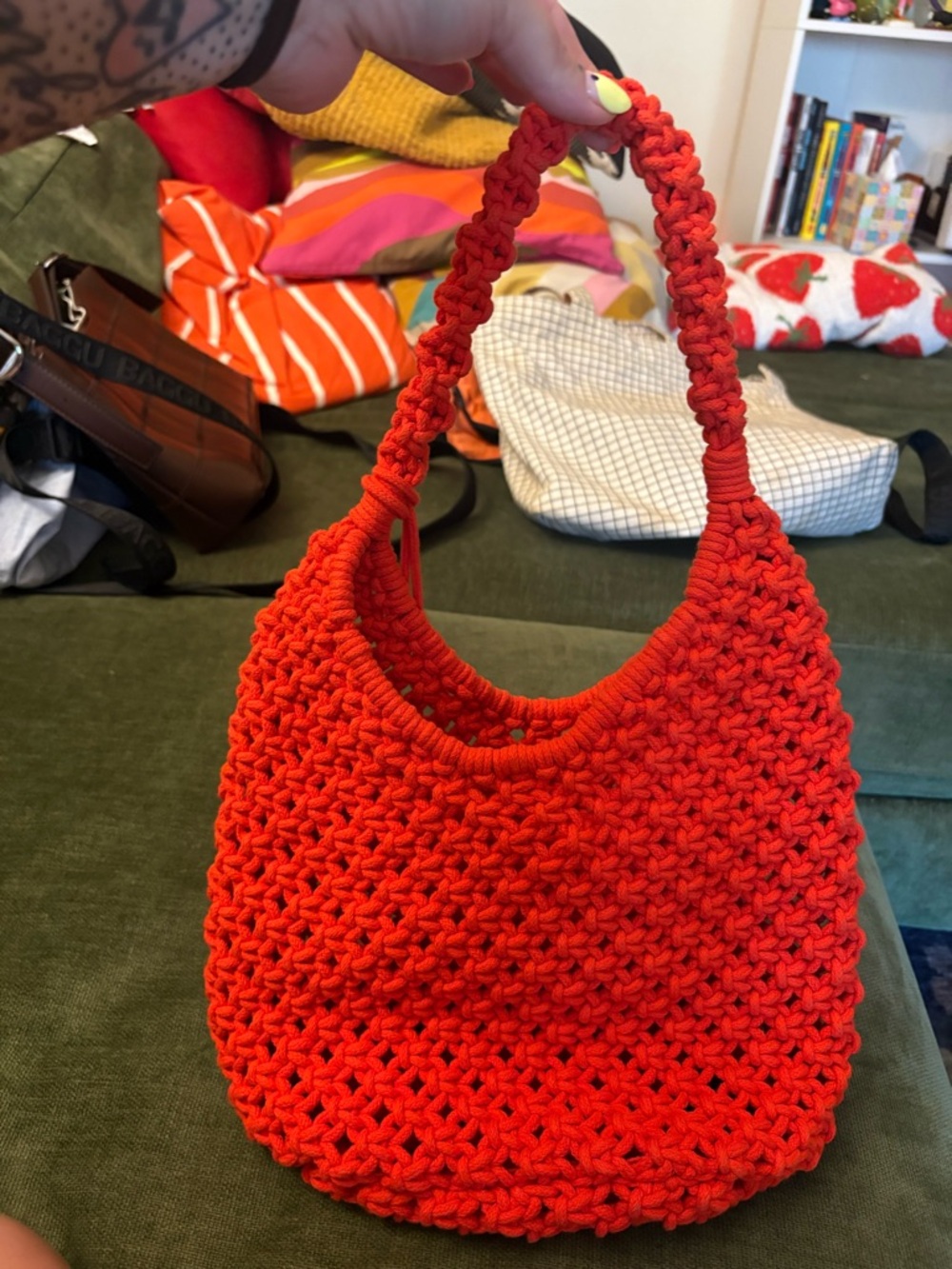 Madewell Red Crochet Shoulder Bag - Women Bags